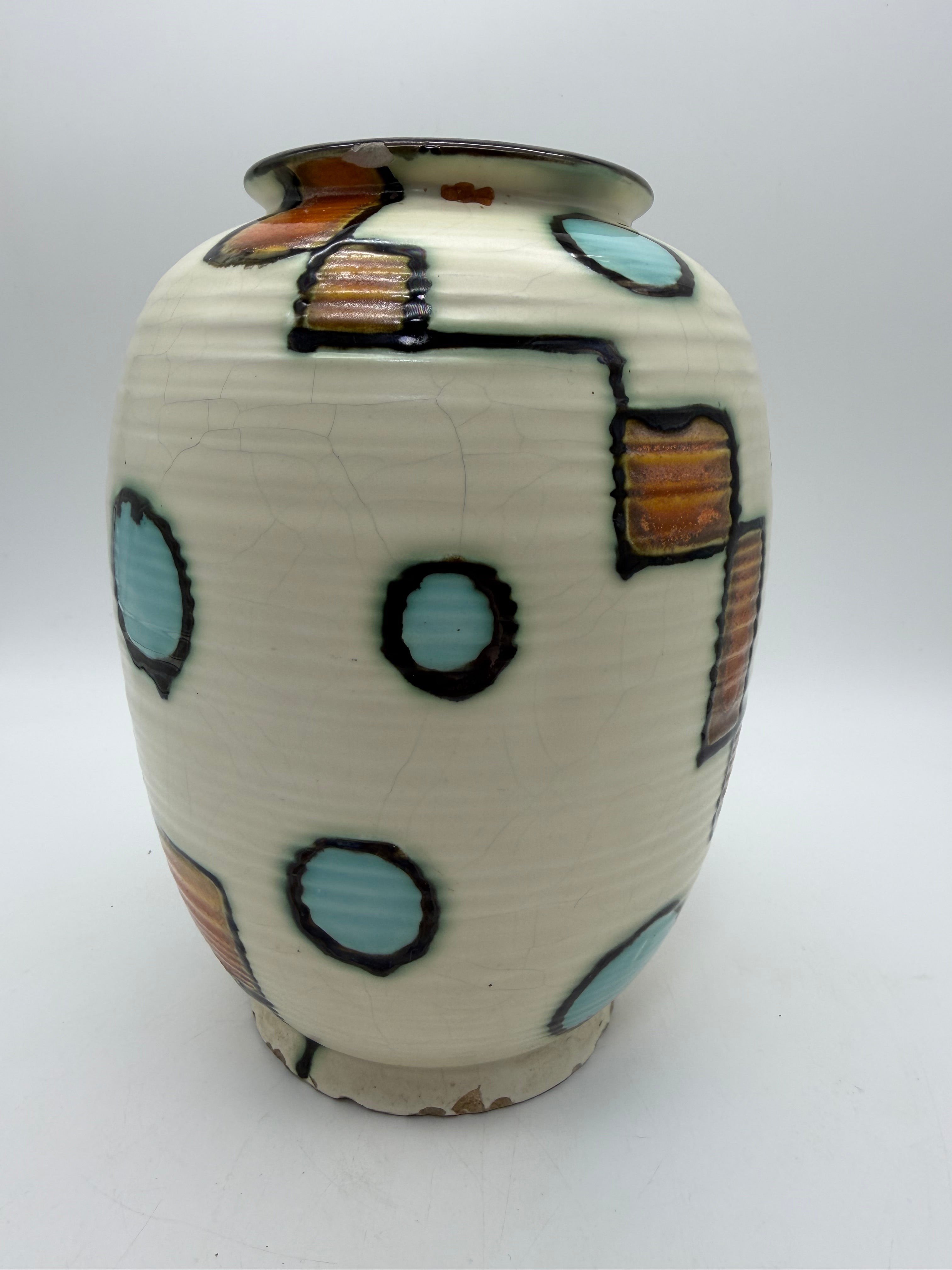 9” German Pottery vase Abstract 1920’s
