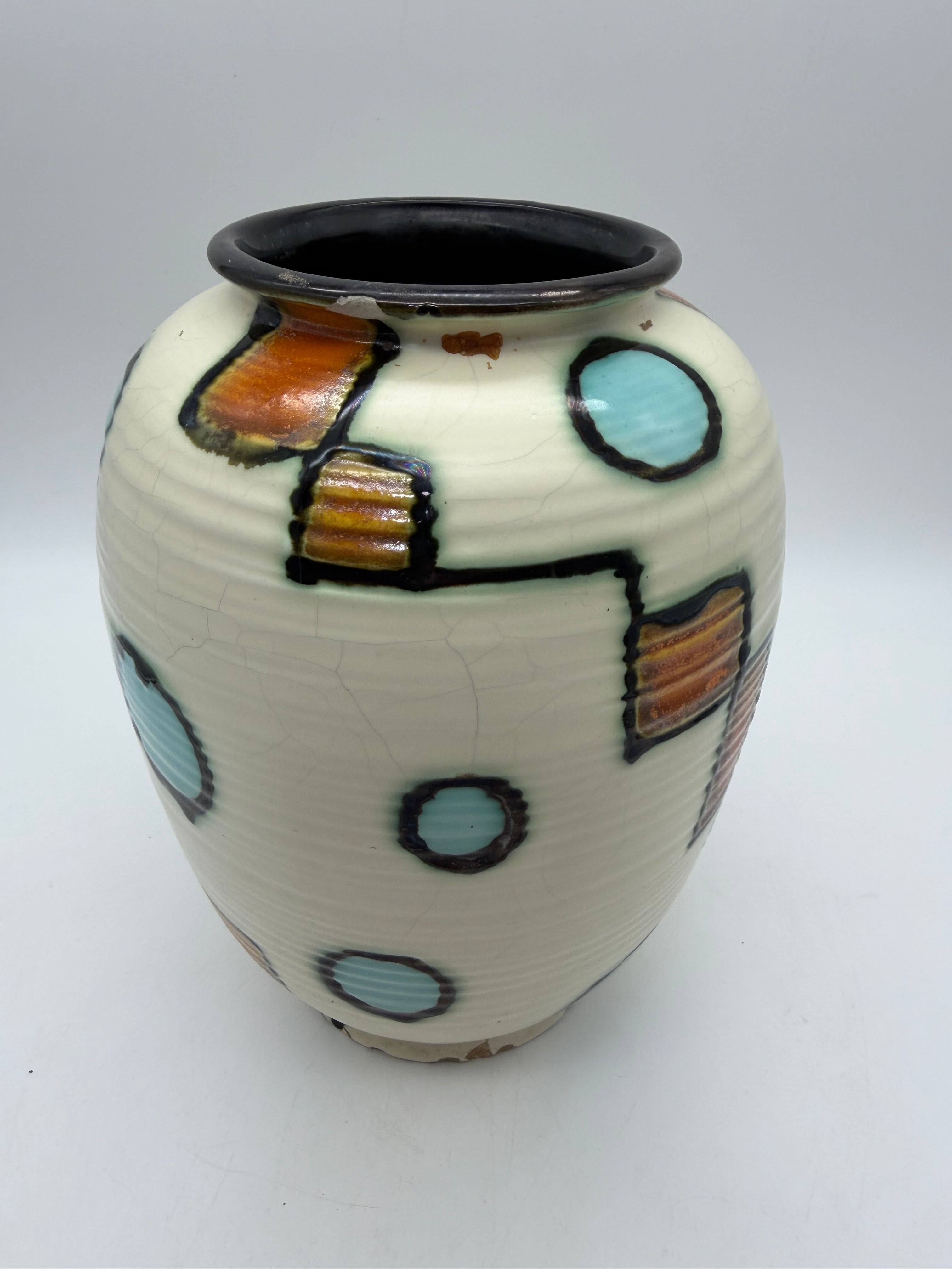 9” German Pottery vase Abstract 1920’s