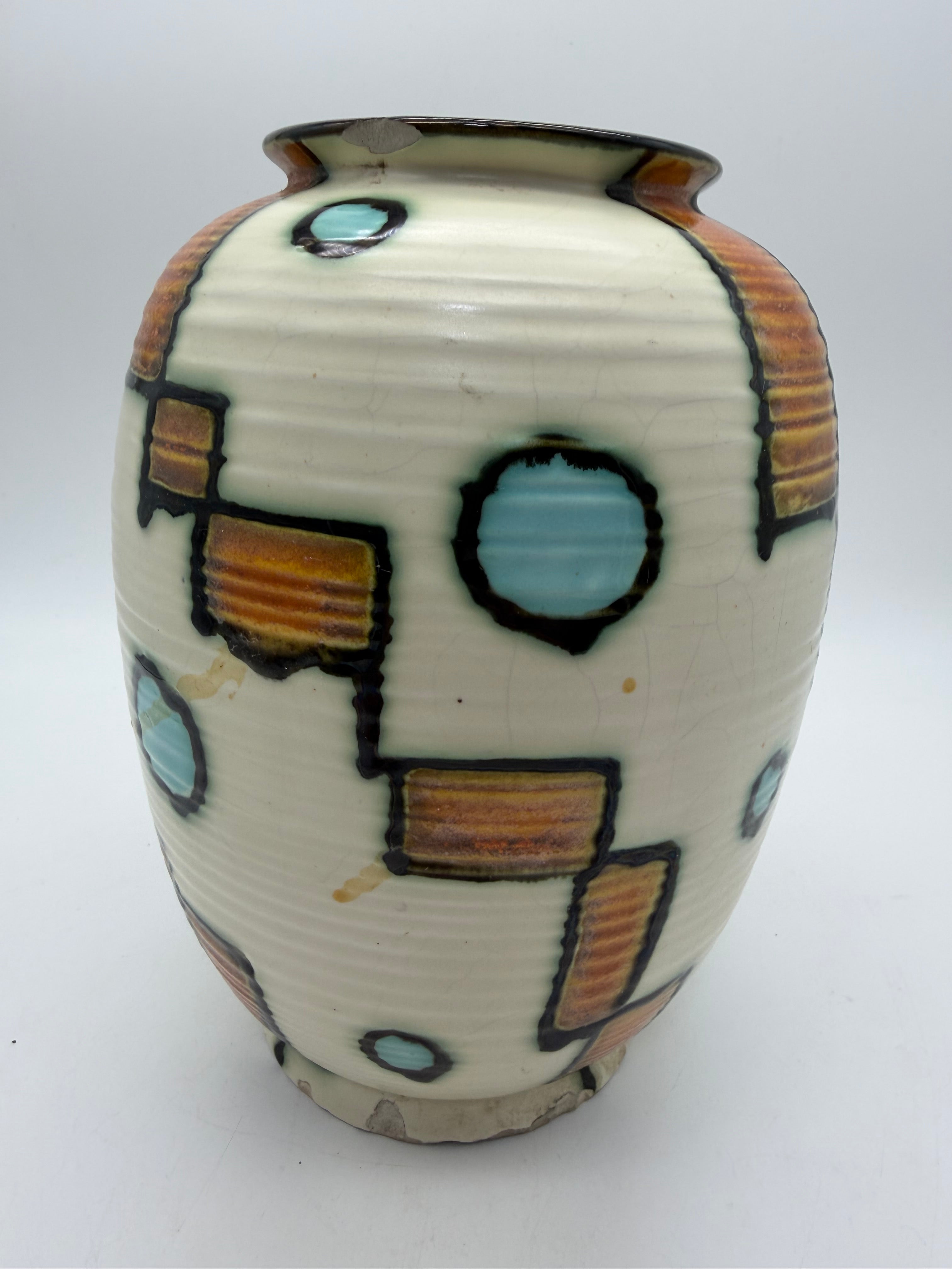 9” German Pottery vase Abstract 1920’s
