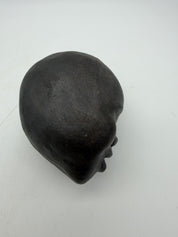 5” studio pottery hanging doll head dark brown