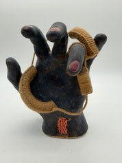 7.5” art pottery Hand sculpture black