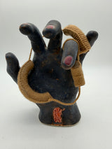 7.5” art pottery Hand sculpture black
