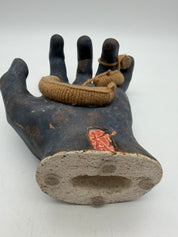 7.5” art pottery Hand sculpture black