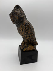 9” Brutalist Owl Sculpture burnished gold black