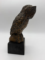 9” Brutalist Owl Sculpture burnished gold black