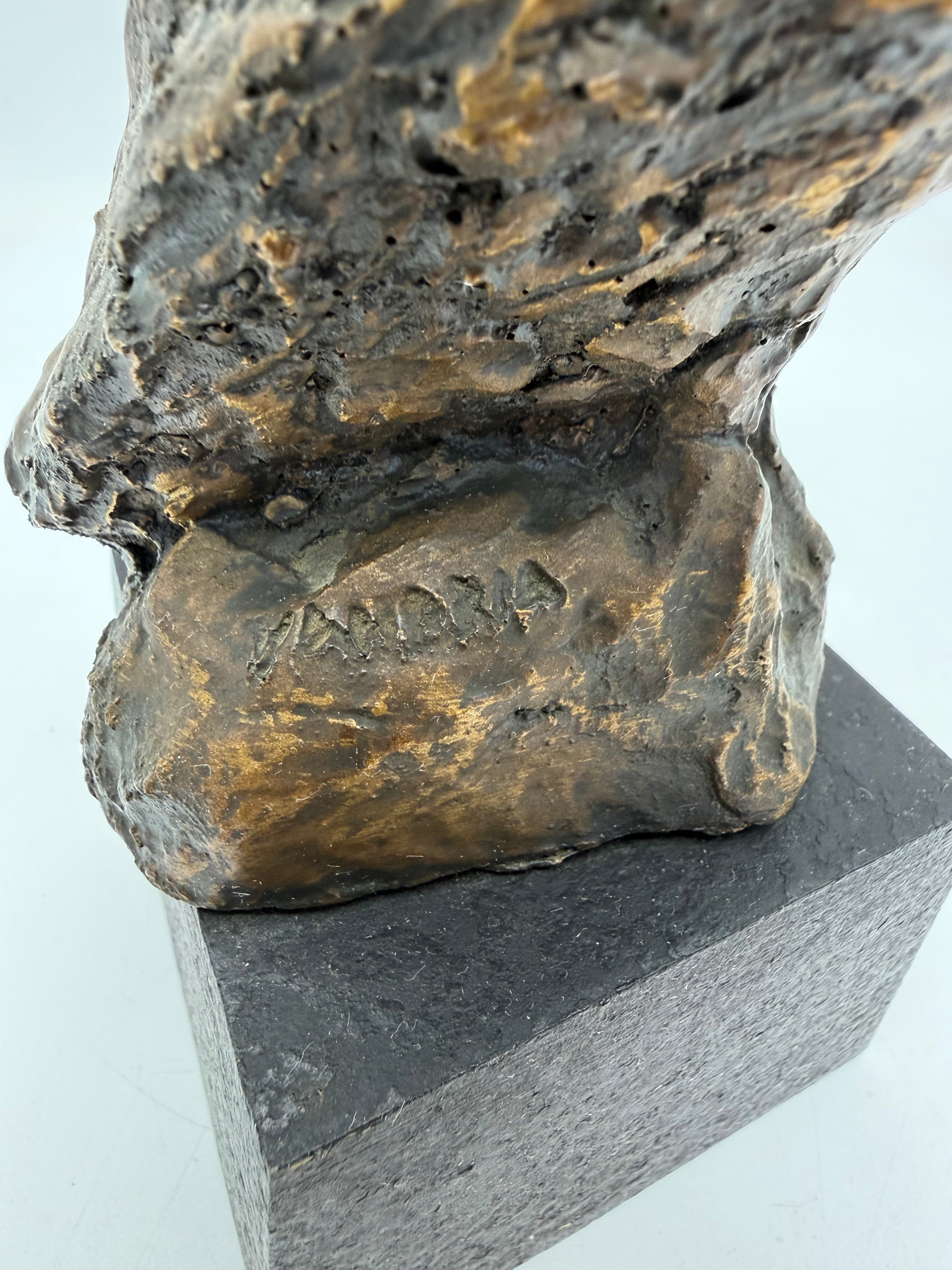 9” Brutalist Owl Sculpture burnished gold black