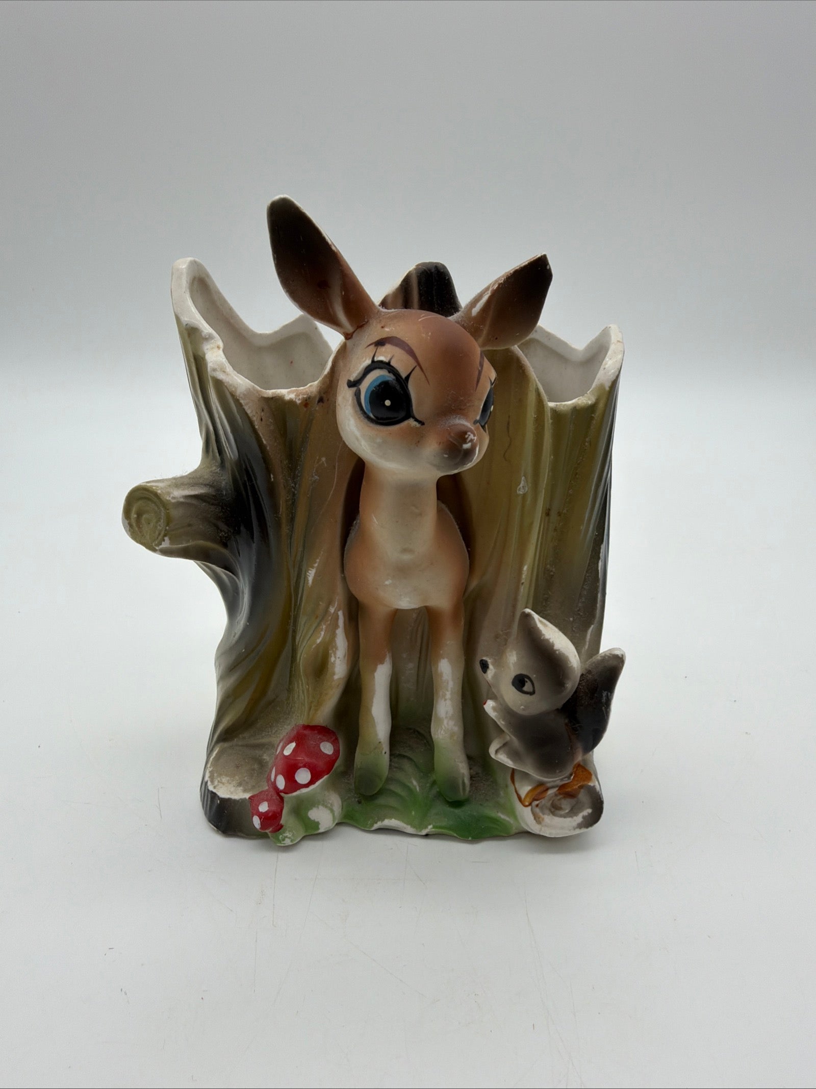 6” Anthropomorphic Deer Planter  Skunk mushroom