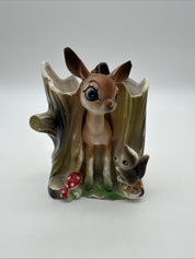 6” Anthropomorphic Deer Planter  Skunk mushroom