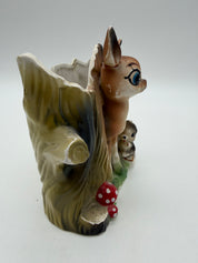 6” Anthropomorphic Deer Planter  Skunk mushroom