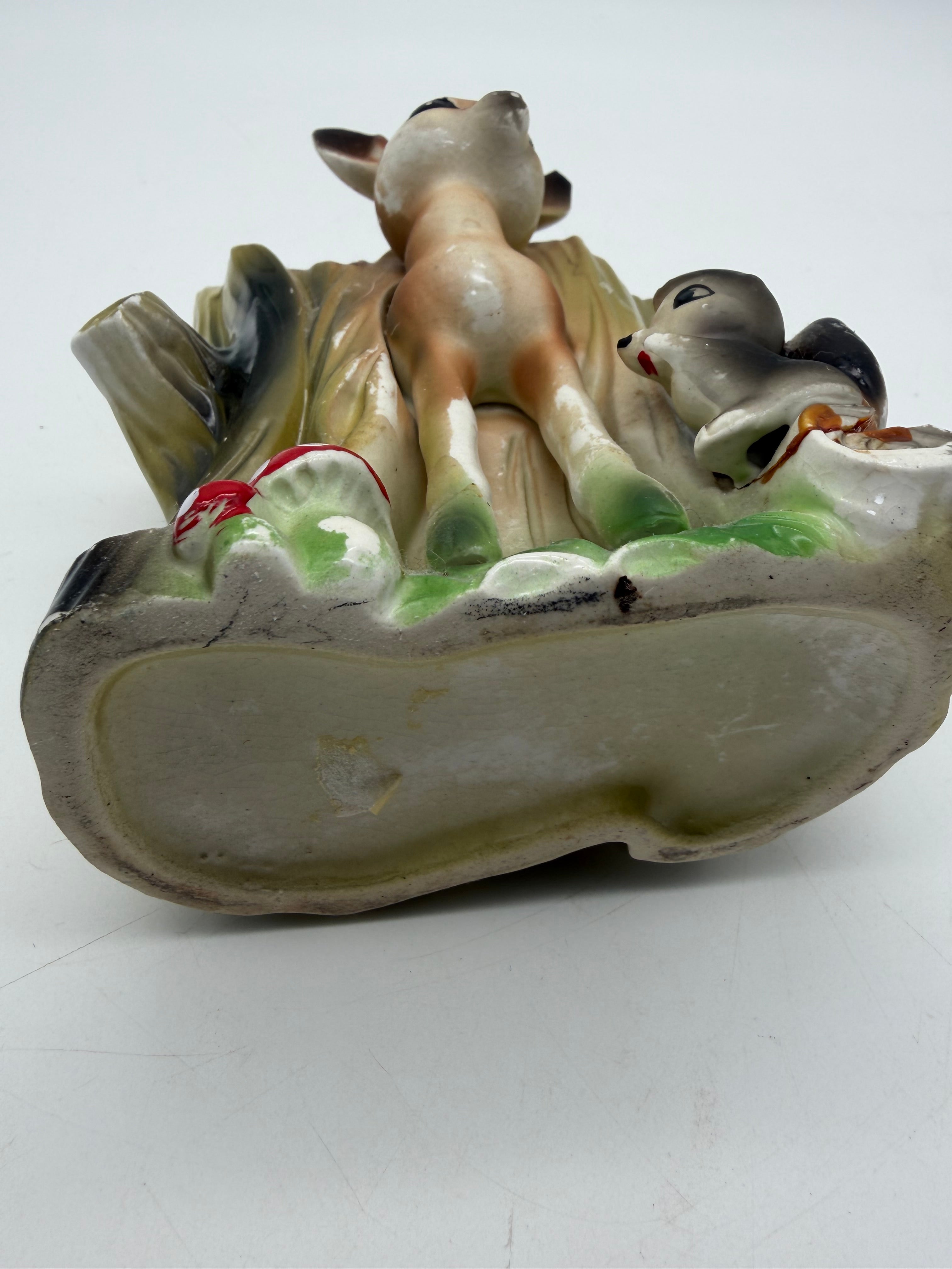 6” Anthropomorphic Deer Planter  Skunk mushroom