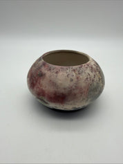 5” raku pottery bowl Holmes ‘88 pink grey