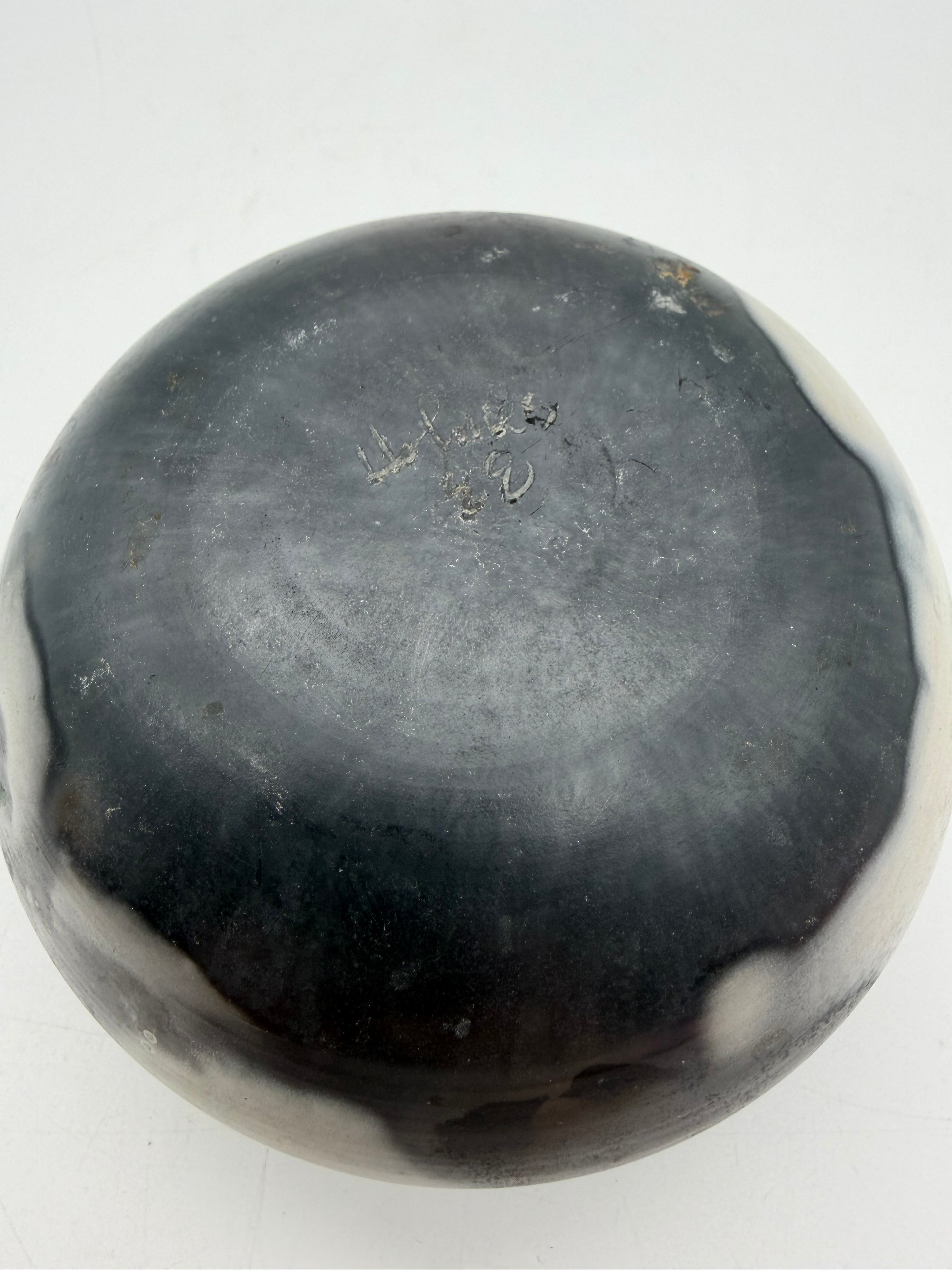 5” raku pottery bowl Holmes ‘88 pink grey