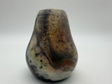 4” raku pottery vessel Holmes ‘88 black multicolored