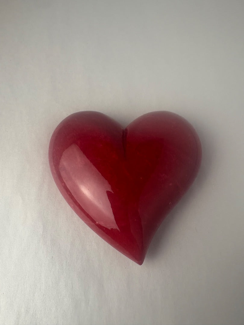 Vintage Red Alabaster Heart Paperweight  (Italy) ( In Box)
