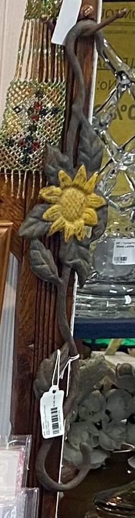 Vtg Cast Iron Sunflower Plant Hook