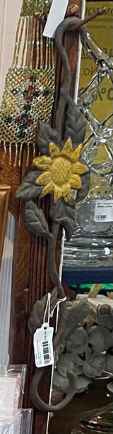 Vtg Cast Iron Sunflower Plant Hook