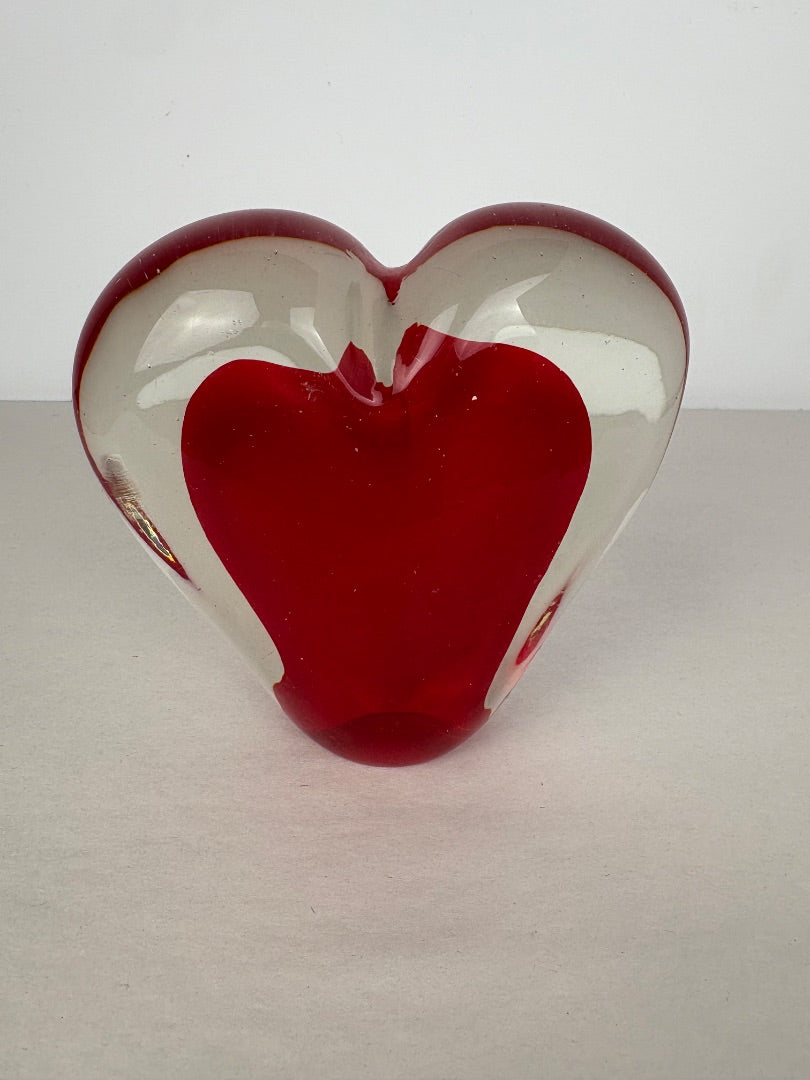 Glass Heart Paperweight