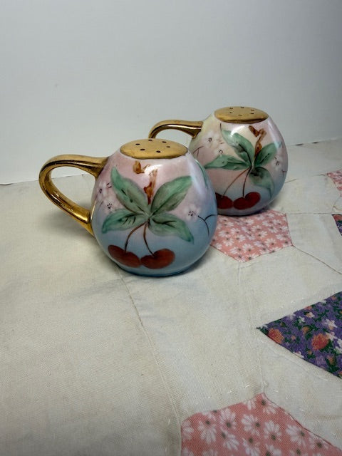 Hand-painted Ceramic Cherry Motif Salt & Pepper Shakers