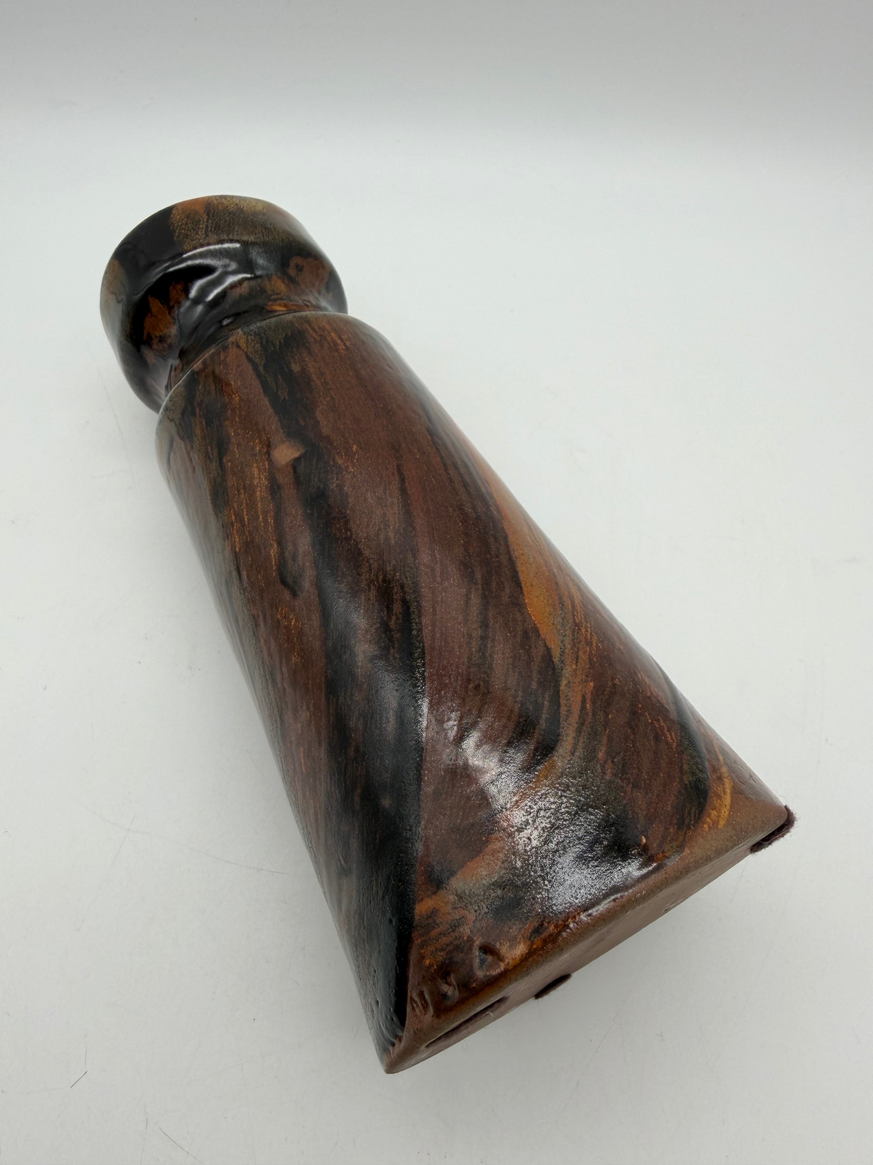 8” Robert Maxwell Vase Brush stroke shiny glazed brown