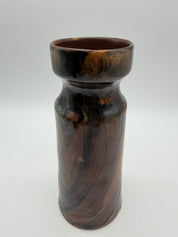 8” Robert Maxwell Vase Brush stroke shiny glazed brown