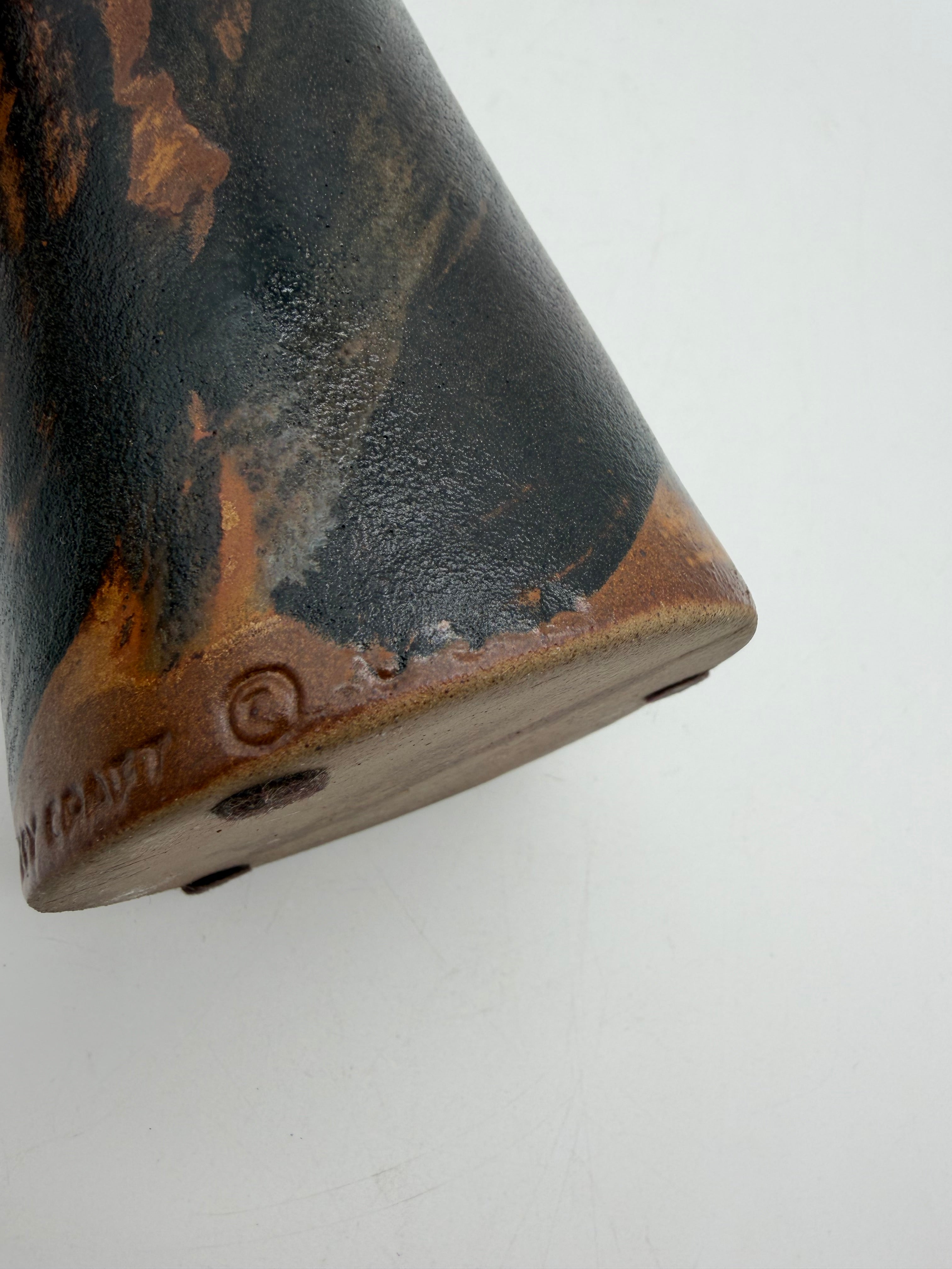 8” Robert Maxwell Vase Brush stroke shiny glazed brown