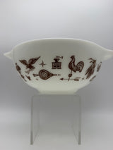 8.5” Pyrex town and country 443 2 1/2 quart Cinderella Bowl white Brown