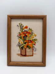 9” embroidery orange flowers Tea box