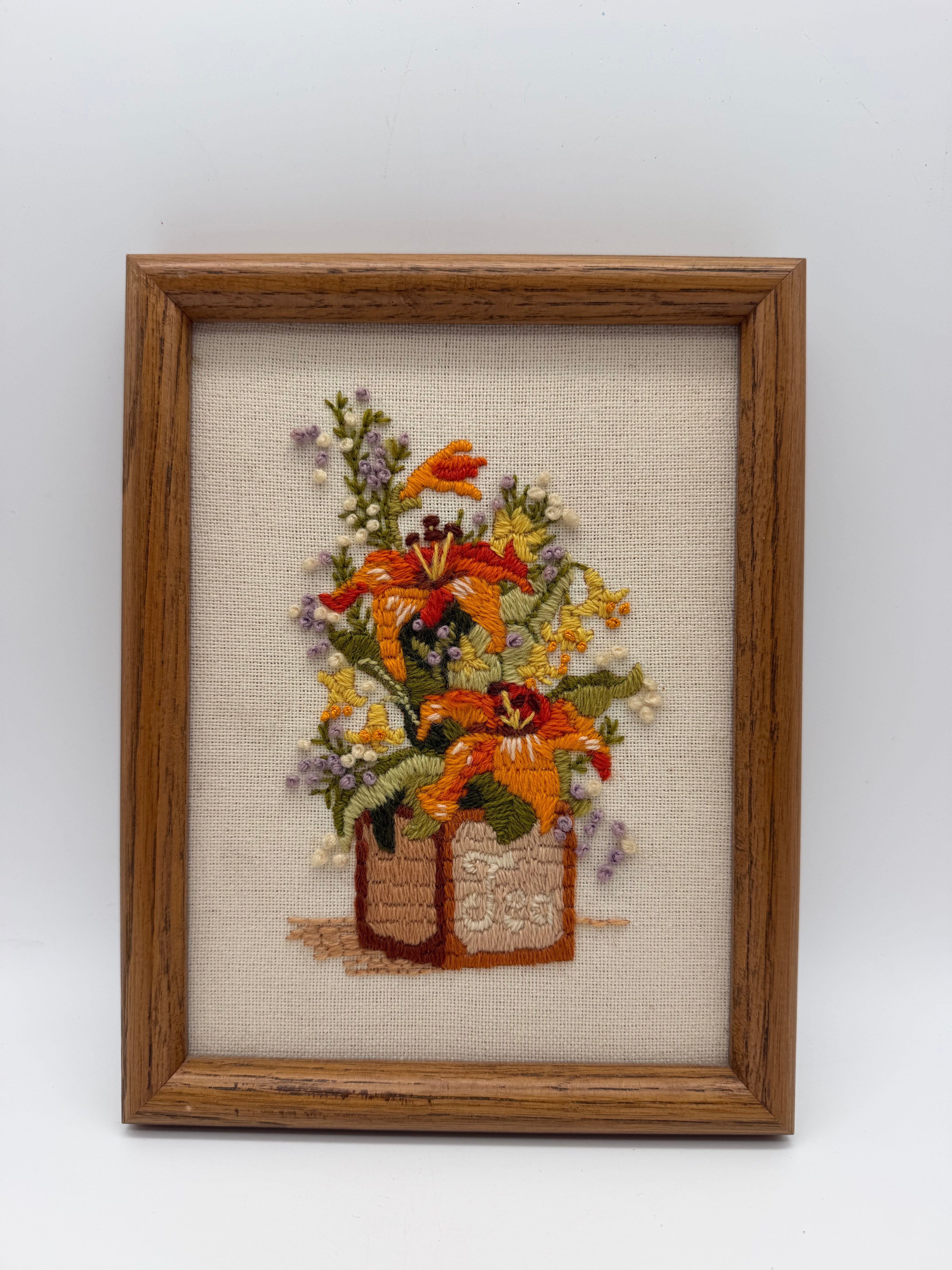 9” embroidery orange flowers Tea box