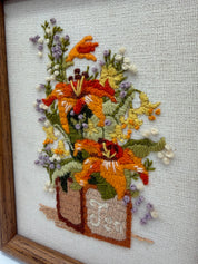 9” embroidery orange flowers Tea box