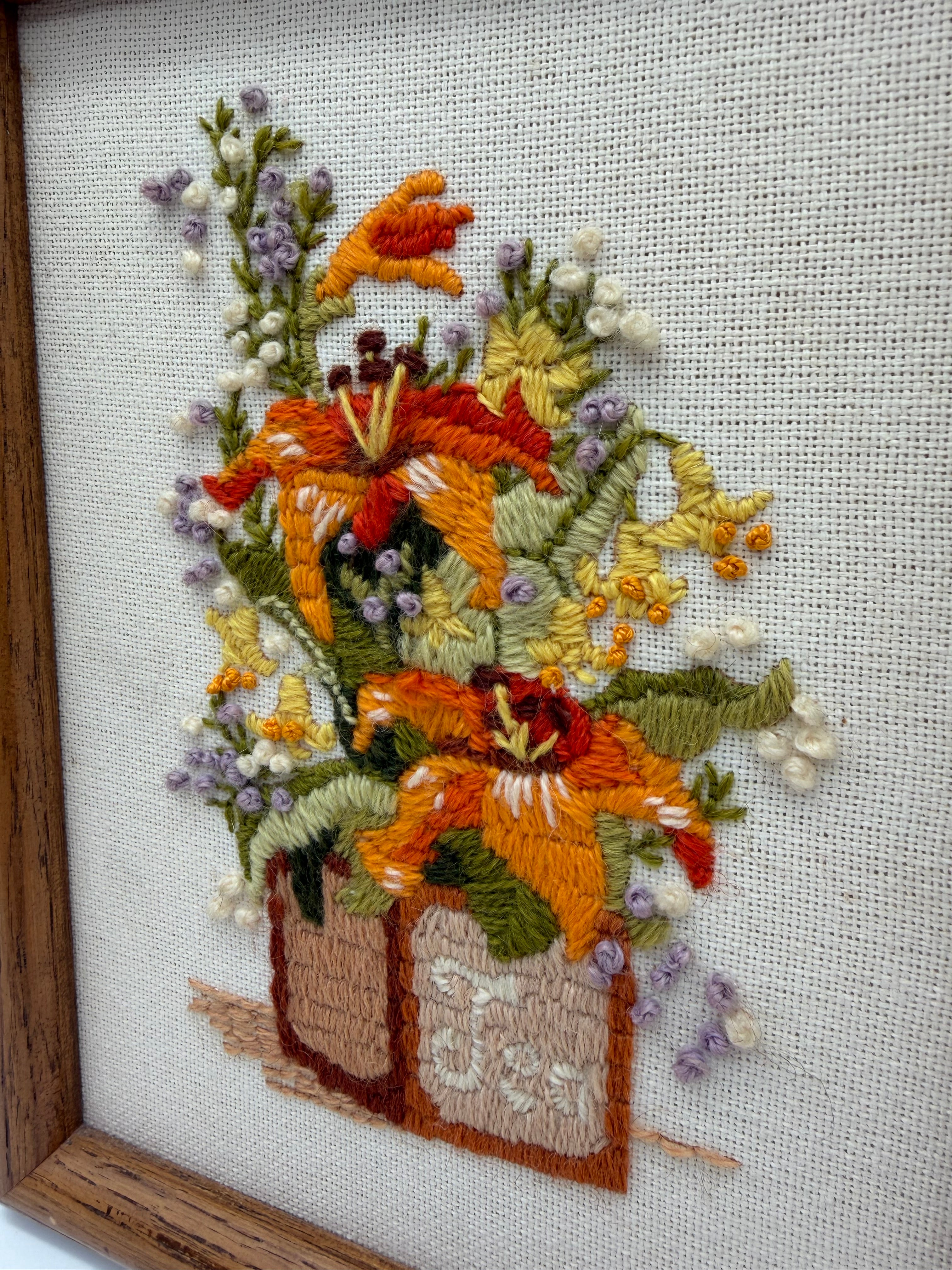 9” embroidery orange flowers Tea box