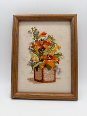 9” embroidery orange flowers Tea box