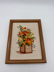 9” embroidery orange flowers Tea box