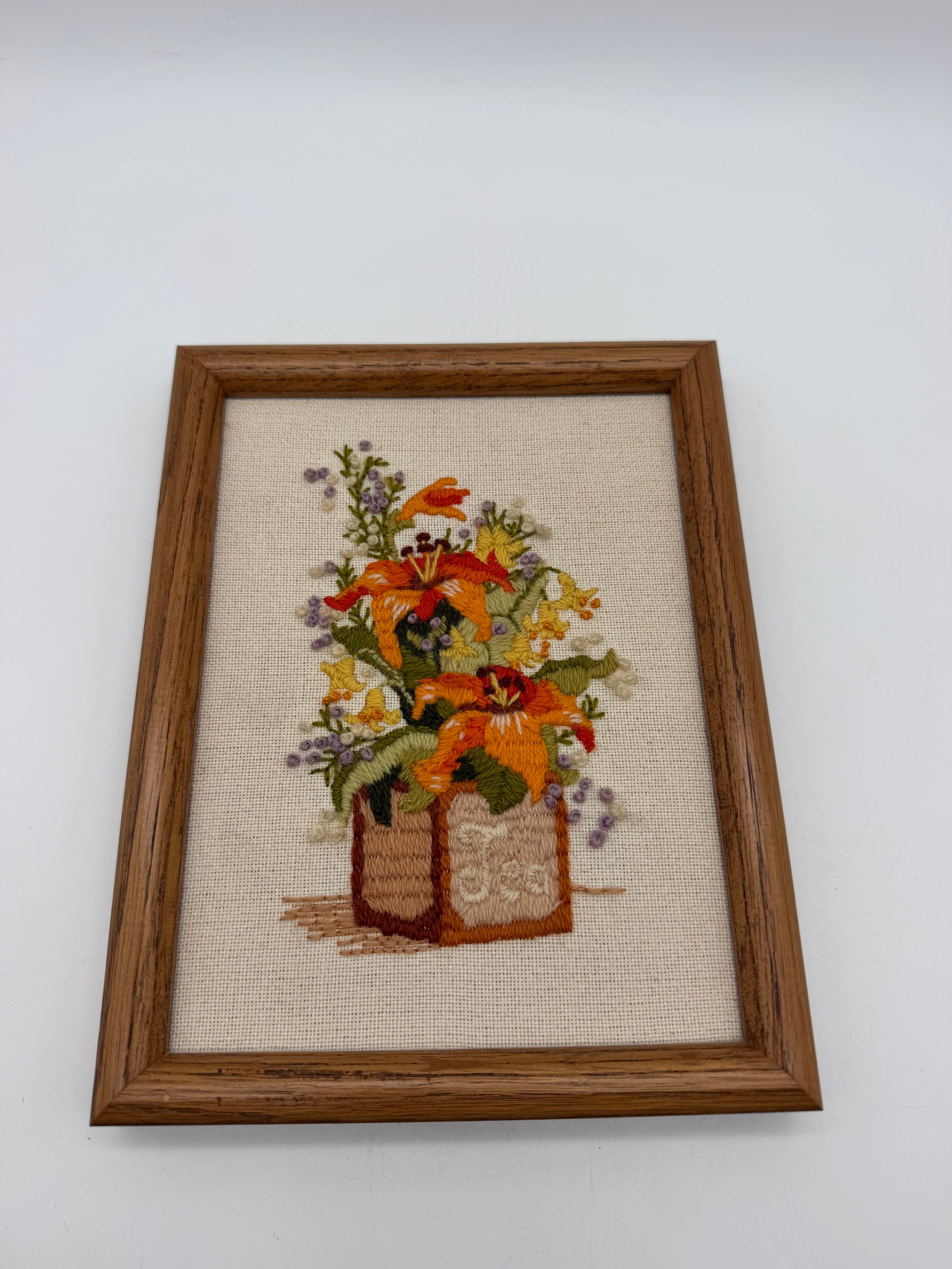9” embroidery orange flowers Tea box
