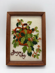 8” Grape Ivy Embroidery wood frame