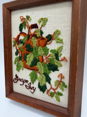 8” Grape Ivy Embroidery wood frame
