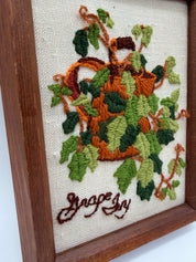 8” Grape Ivy Embroidery wood frame
