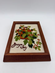 8” Grape Ivy Embroidery wood frame