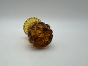2.5” Vintage Amber Glass Toothpick Holder Match Bud Vase Pineapple Scalloped Rim 2.5"