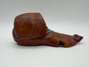 7” wood shoe hobo art carved box