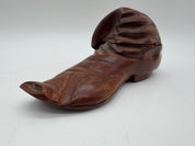 7” wood shoe hobo art carved box