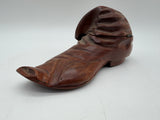 7” wood shoe hobo art carved box