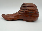 7” wood shoe hobo art carved box