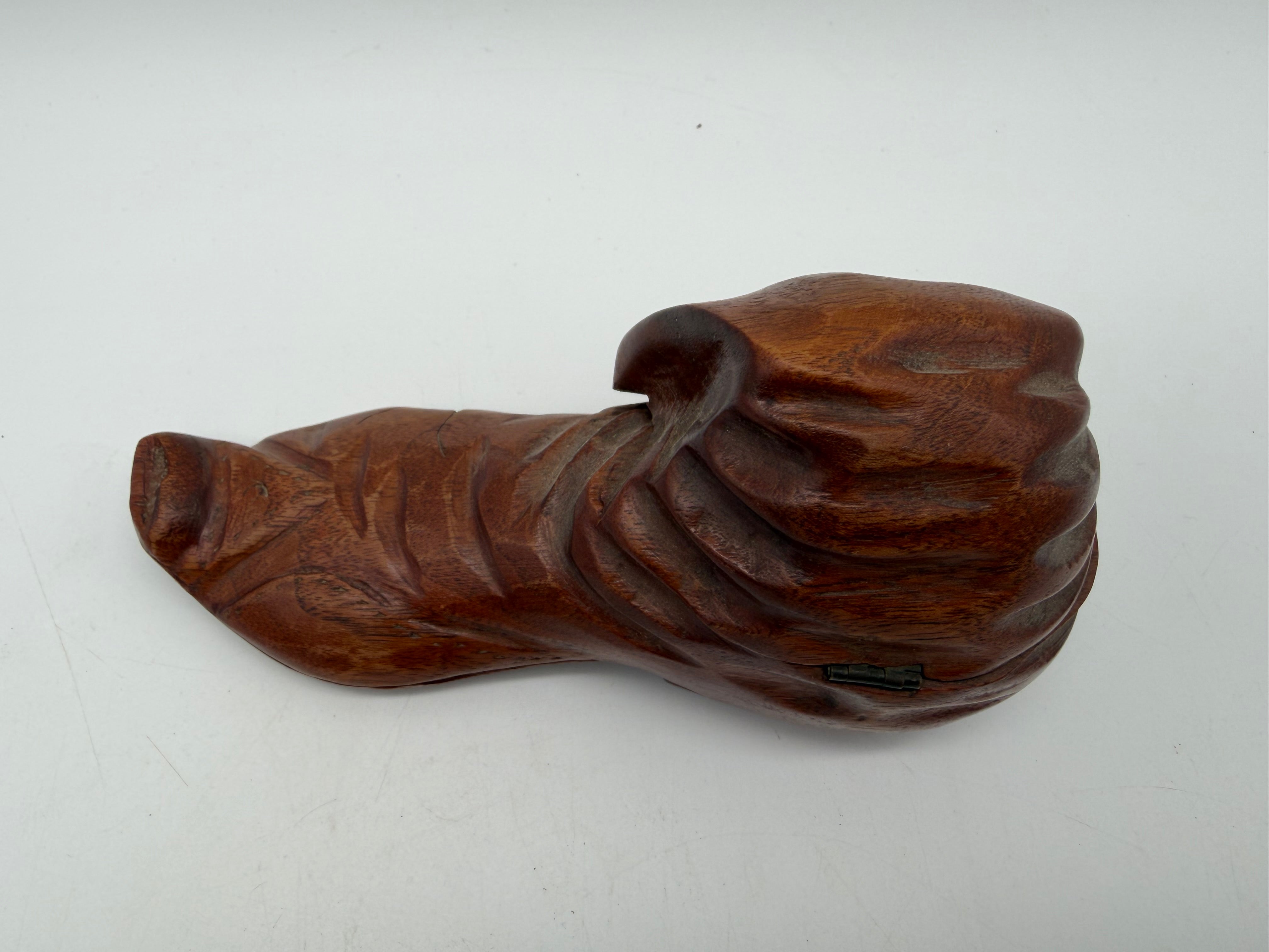 7” wood shoe hobo art carved box