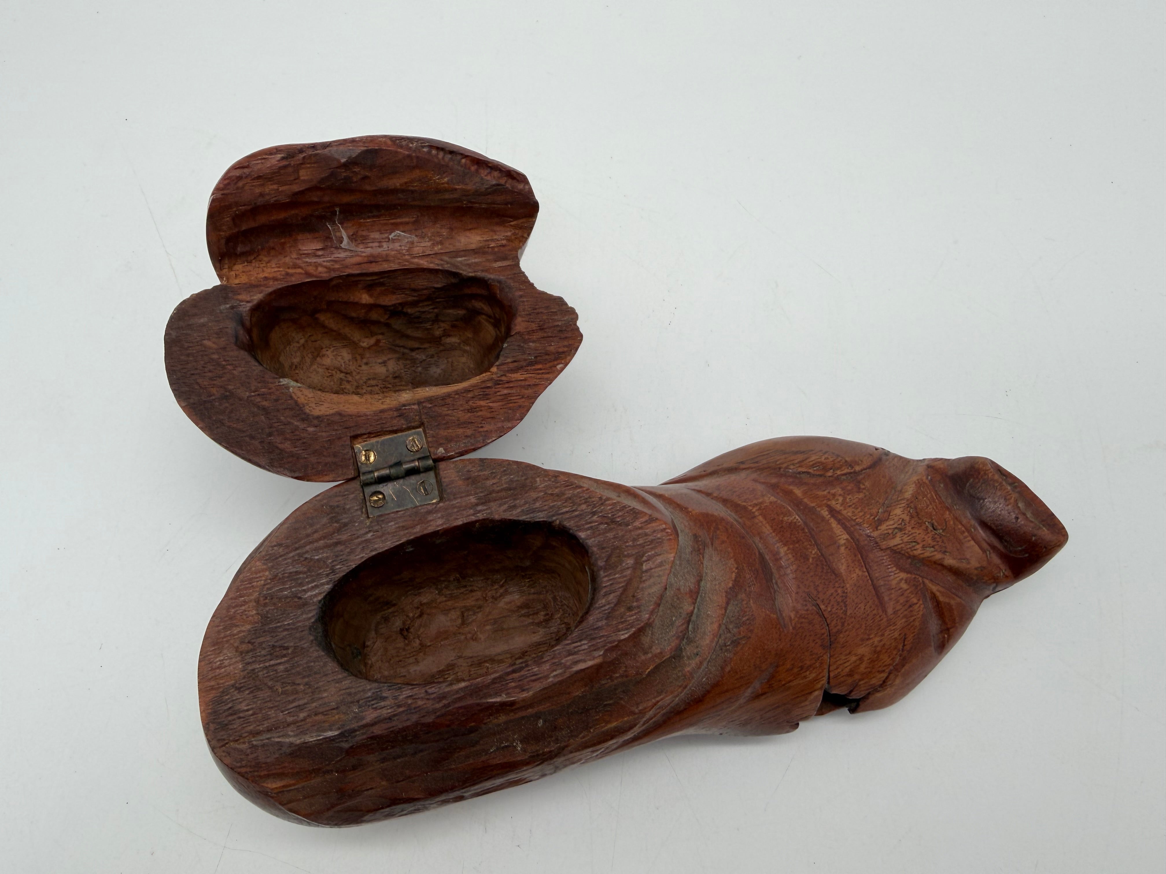7” wood shoe hobo art carved box