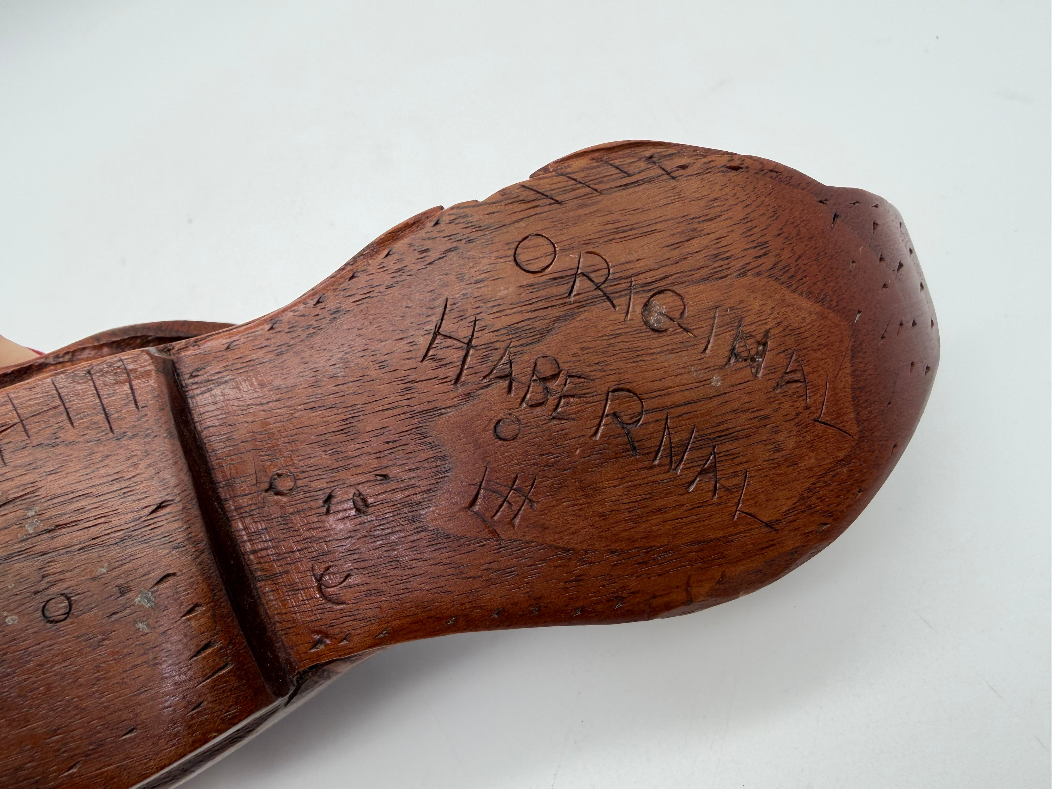 7” wood shoe hobo art carved box