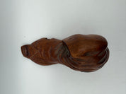 7” wood shoe hobo art carved box