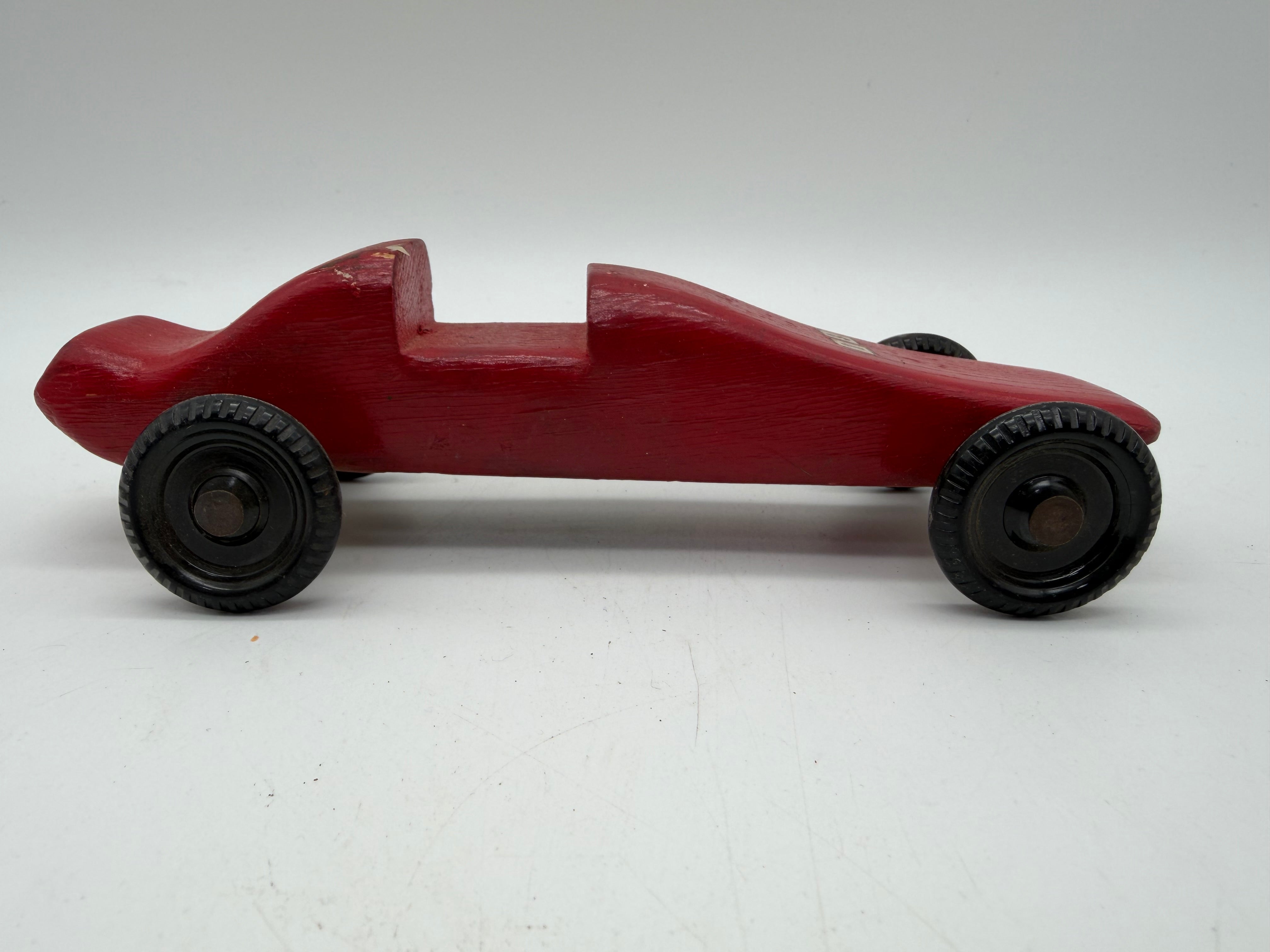 7” pinewood derby Red race car #13