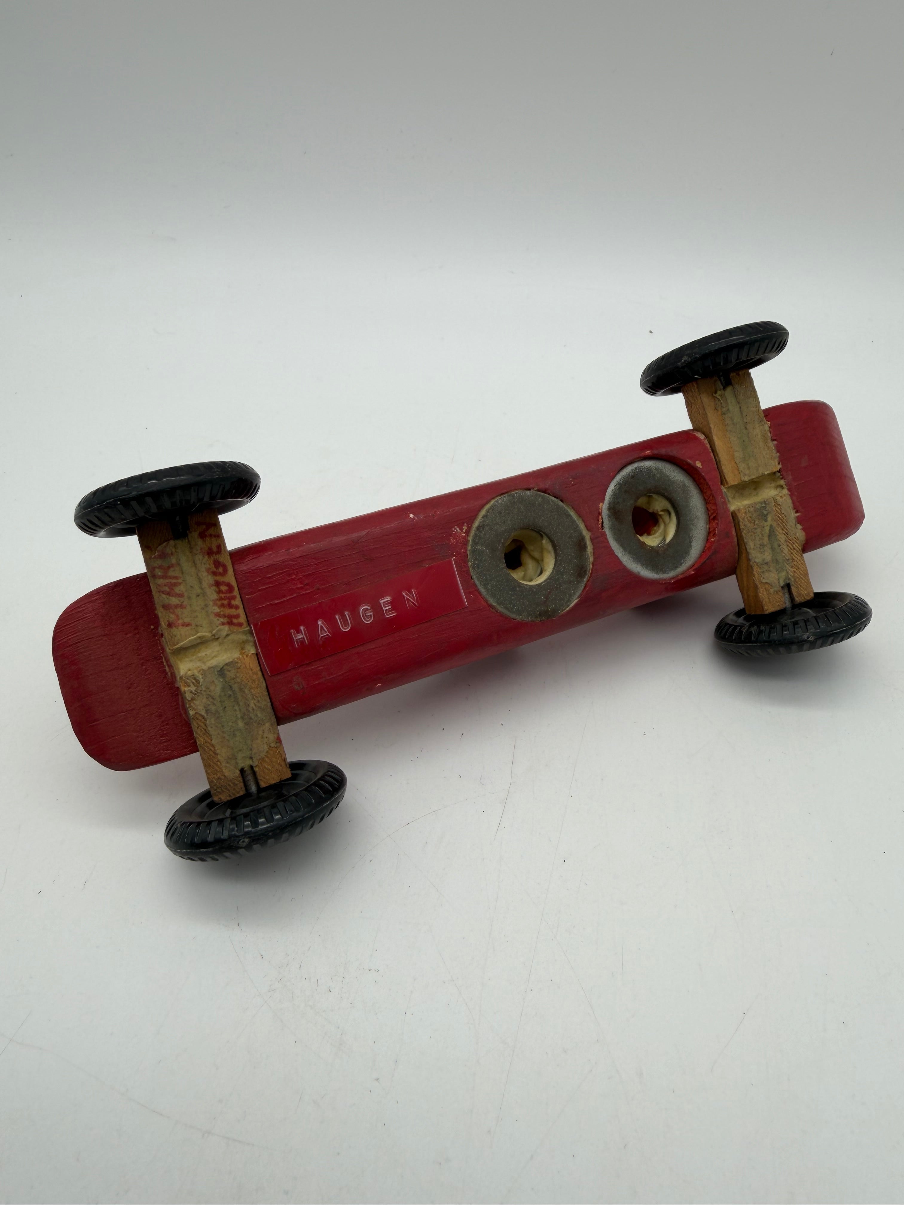 7” pinewood derby Red race car #13