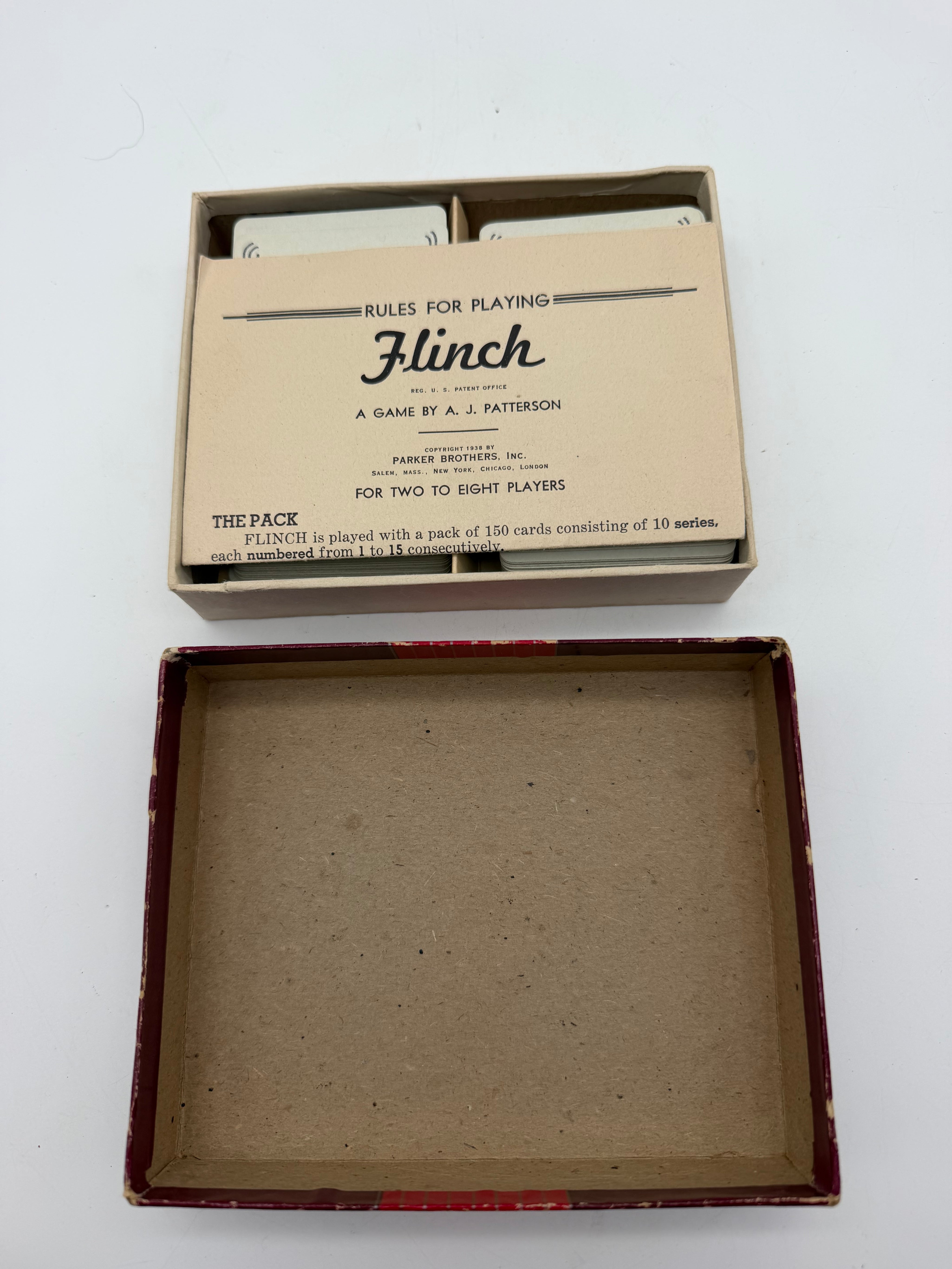 Flinch Parker Brothers 1938 A.J. Patterson Card Game