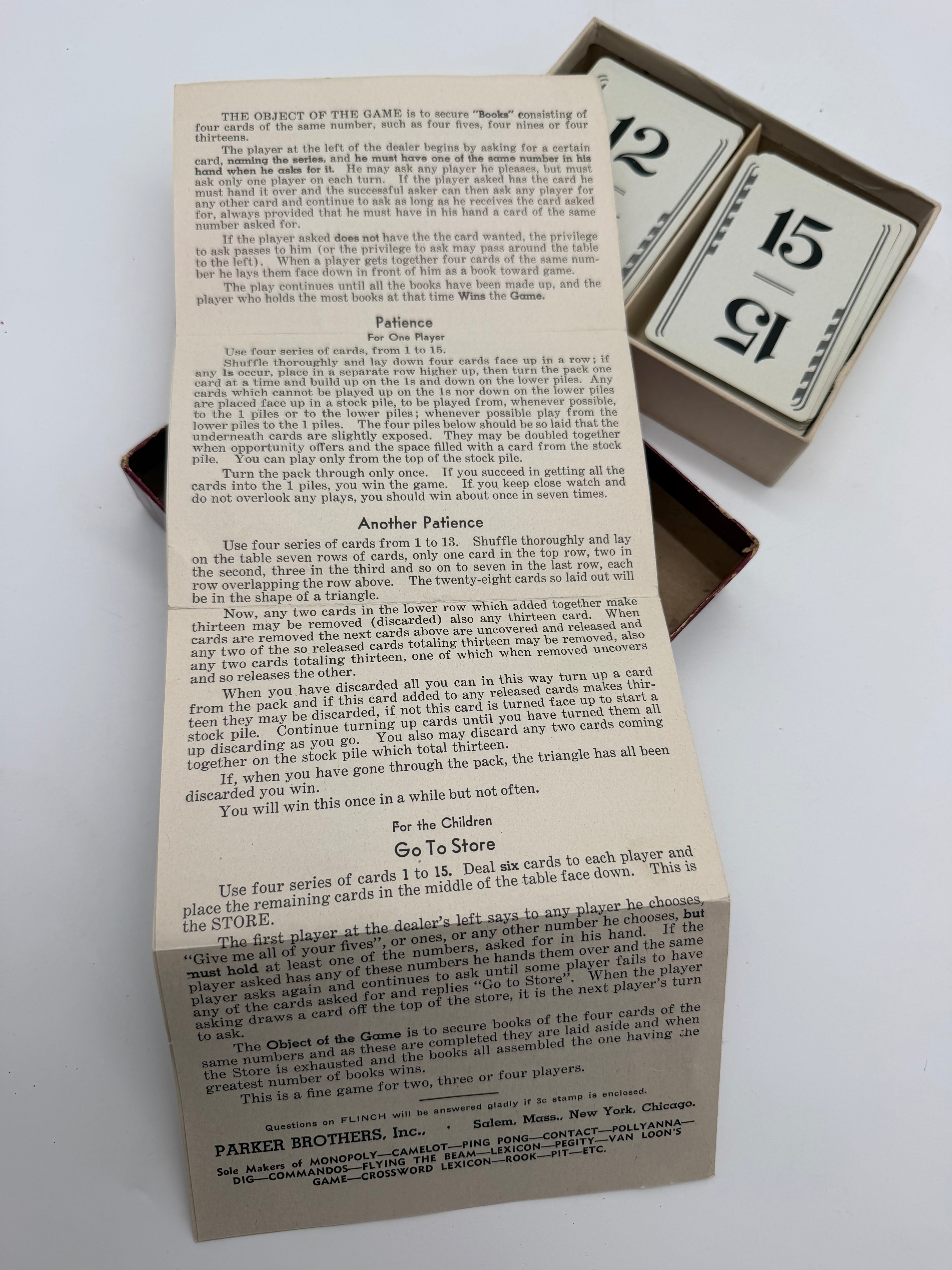 Flinch Parker Brothers 1938 A.J. Patterson Card Game